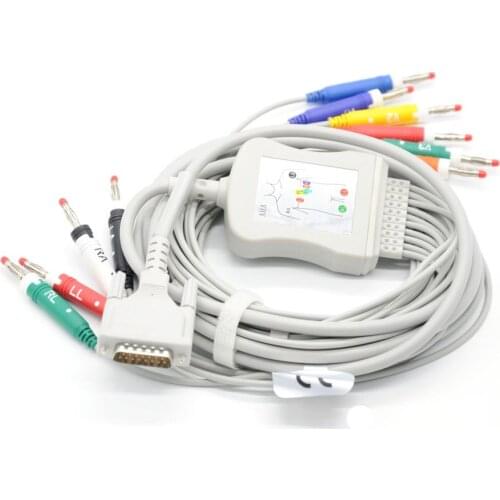 Compatible Edan SE-1200 10 lead EKG cable with Leadwires,Banana 4.0mm,IEC