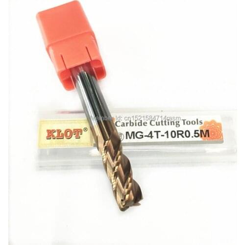 KLOT HRC60 Corner Radius TiCN Coated Solid Carbide End Mill 16mm R0.5 R1 R1.5 R2 R2.5 R3 R4 R5 4-Flute CNC