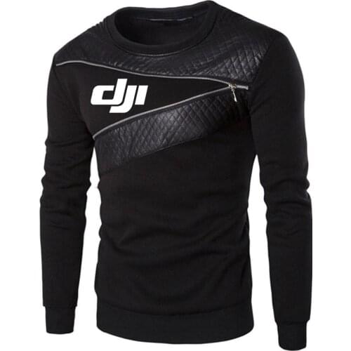 Spring Style DJI Professional Pilot Drone Logo Comfortable Round Neck Patchwork Fashion Leisure Hip-hop Fitness Top