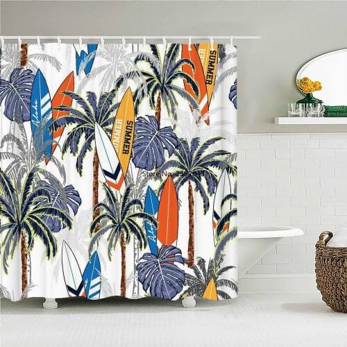 Beach Plant leaf Palm Trees 3D Printing Shower Curtain large Size 300x180 Waterproof Polyester Home Decor Curtain With Hooks