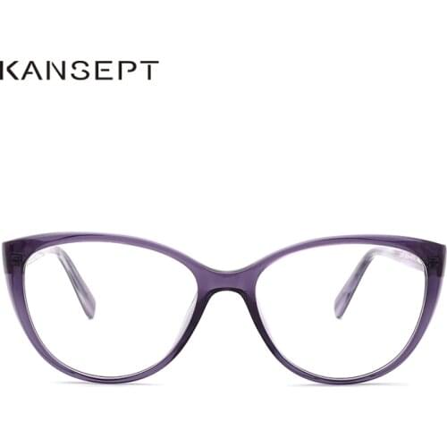 KANSEPT Women Cat Eye Glasses Frame Fashion Lady Light Eyeglass Frame Acetate Myopia Prescription Glasses Frame#LS8061