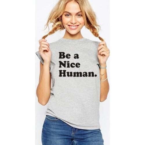 Womens Tops Be a Nice Human Print Funny Short Sleeve Top Women Summer