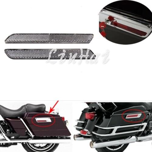 1 Pair Clear Reflectors Fit For Harley Latch Covers Hard Saddlebags Side Visibility