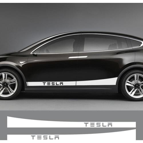 1Pair Car Styling Door Side Stripe Stickers Body Waist Skirt Decals Modified Exter Decoration for Tesla Model 3 X S Accessories
