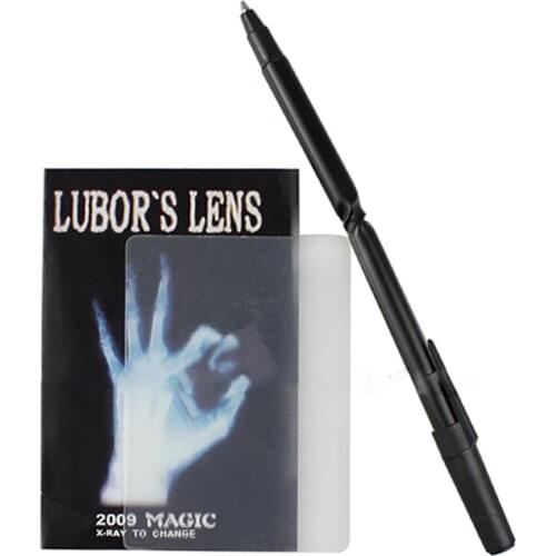 1pcS Magic Lubors Lens X-Ray To Change (Gimmick Card and pen)Paul Harris Magic Tricks distorted visual stage magic props