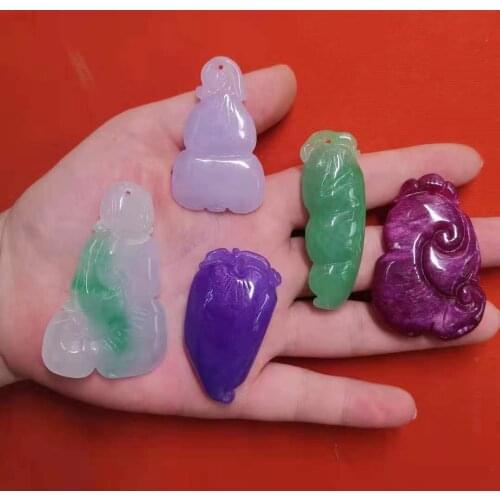 1pcs/lot jade jade hand-carved flower pendant Purple green red yellow Traditional style Auspicious jewelries sieraden bizuteria