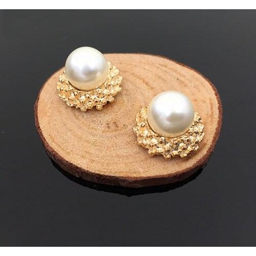 10 PCS 18mm Fashion Metal Alloy KC Gold Color Imitation Pearl Connectors Charm DIY Jewelry Accessories For Jewelry Making