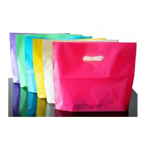 100pcs Small large Plastic Bag Purple red Jewelry Boutique Gift Bag With Handle Plastic Shopping Bag And gift Packaging ba