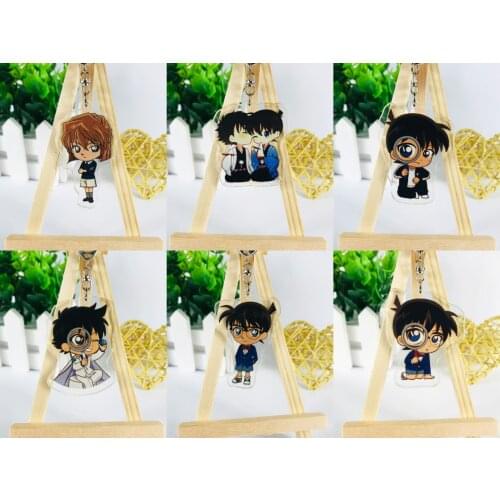 12pcs/lot Anime detective conan Acrylic key chain Double sided pendant toy gift