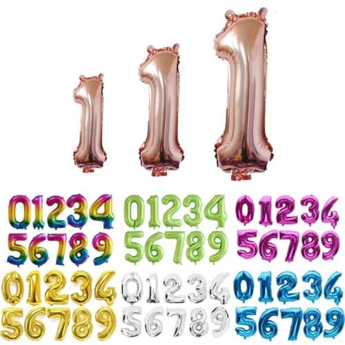 16 32 40 Inch Rose Gold Number Balloons Air Digital Foil Balloon DIY Happy Birthday Wedding Baby Shower Party Decoration Kid Toy