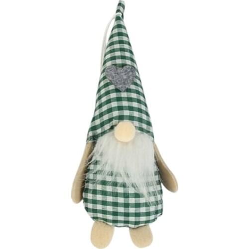 203F 4 Pcs Striped Plaid Cloth Faceless Doll Christmas Gnome Hanging Pendant Christmas Tree Decoration Cute Elf Hanging Doll