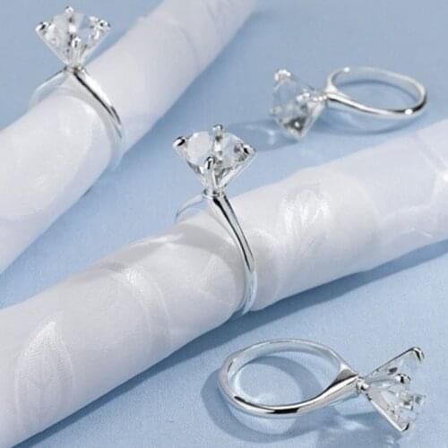 50PCS/LOT Fashion Diamond Wedding Rhinestone Napkin Holder Wedding Party Banquet Dinner Table Decor Favor