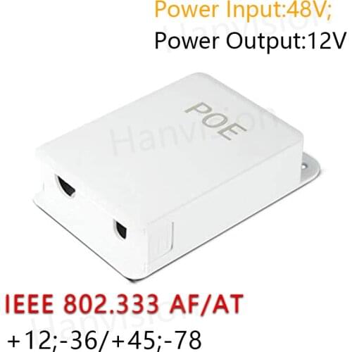 Active Waterproof PoE Power Over ethernet Splitter Adapter 48V to 12V, IEEE 802.3af Compliant 10/100Mbps PoE Splitter with 12V1