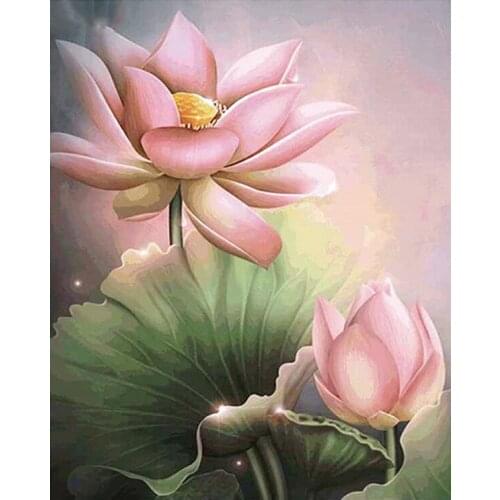 5D DIY Diamond painting Flower Lotus Diamond Embroidery Full Cross Stitch Rhinestone Mosaic Home Decor Handmade Gift