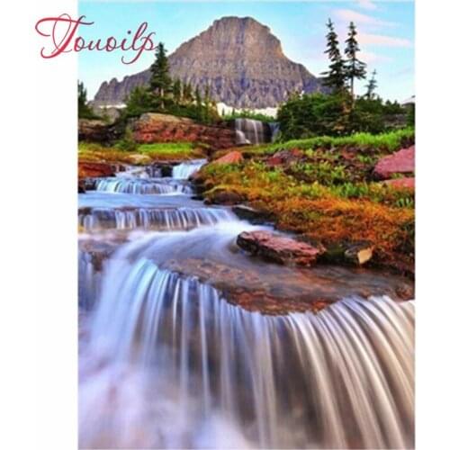 DIY Diamond Painting Waterfall round Square Rhinestone water Diamond Embroidery Landscape Cross Stitch Mosaic Home Decoration