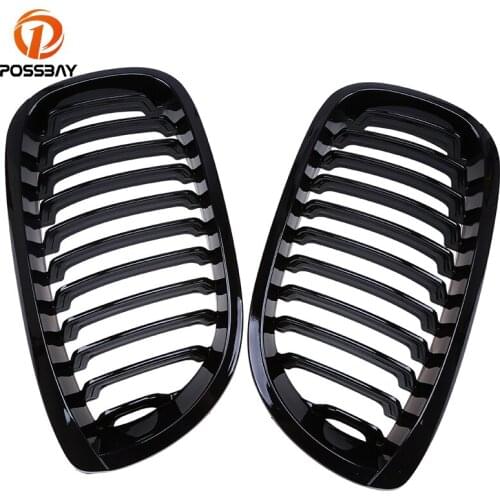 POSSBAY Car Racing Grills Gloss Front Kidney Grille for BMW 3-Series E46 Coupe 320Ci/325Ci/330Cd 2003 2004 2005 2006 Facelift