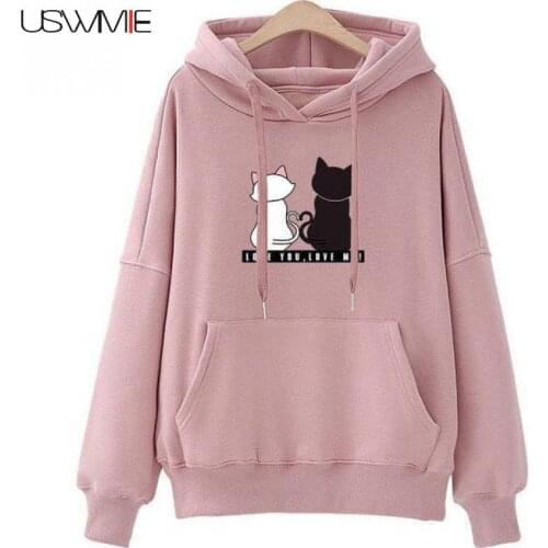 Free Shiping New Oversized Hoodie Casual Solid Color Kawaii Hoodies Women Streetwear Long Sleeve Women Pockets Plush Pullovers