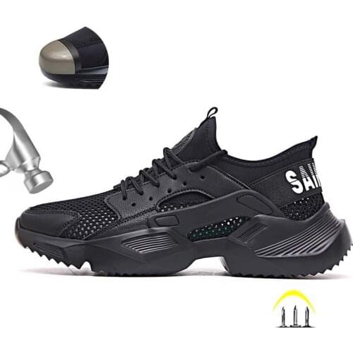 Safety Work Shoes Fashion Sports Ultra Light Soft Bottom Mens Breathable Anti-Smashing Anti-Puncture Steel-Toed Work Boots