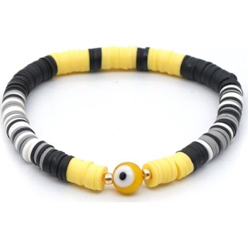 Go2Boho Turkish Evil Eye Bracelet For Women African Braclet Heishi Bracelets Couple Polymer Clay New 6mm Disc Bead Handmade Gift