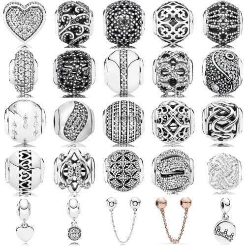 New Fashion 100% 925 Sterling Silver Charm Bead Hollowed Out Pattern Collocation DIY Bracelet & Bangle Gift Factory Wholesale