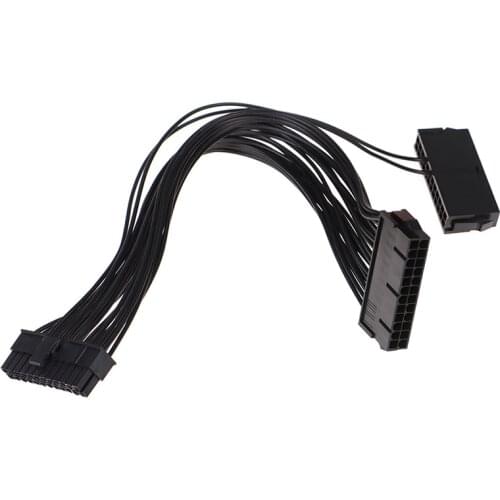 CHIPAL 30CM Three Dual PSU Cable Extension Adapter ATX 20+4 24Pin Power Supply Sync Starter ADD2PSU Riser For GPU Miner Mining