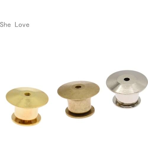 Chzimade 10pcs Locking Pin Backs Metal Locking Clasp Pin Keepers for Displaying Badge Books Hats Bags