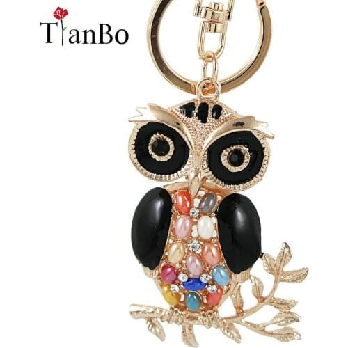 Exquisite Owls Rhinestone Key Chains Key Rings HandBag Keychain For Women Car Keyring Purse Bag Buckle key holder jewelry