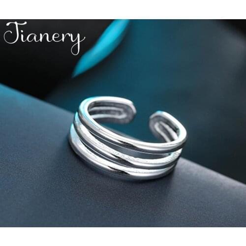 JIANERY Vintage Handmade Silver Color Multi-layer Rings For Women Men Adjustable Size Rings Personality