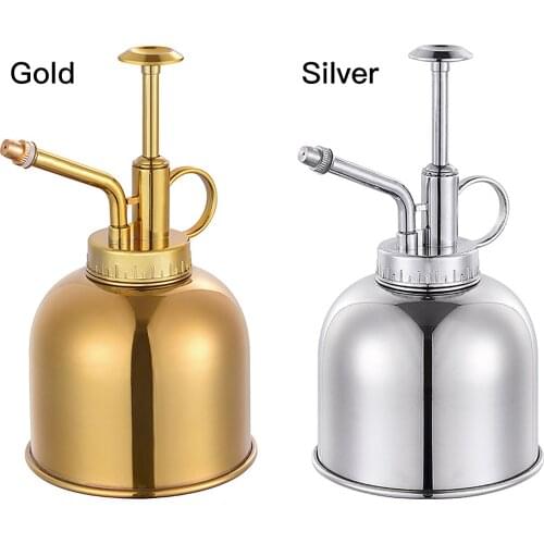 Sprayer Pot Indoor Garden Plants Hand Pressure Portable Stainless Steel 300ML Watering Can