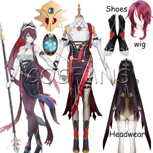 Genshin Impact Rosaria Cosplay Costume Game Suit Dress Uniform Anime Halloween Costumes For Women men Outfit Wigs and shoes
