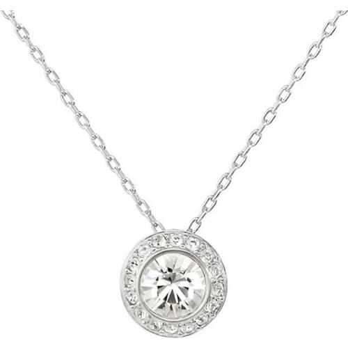 1:1 round crystal clavicle necklace pendant full of diamonds, exquisite and elegant silver jewelry