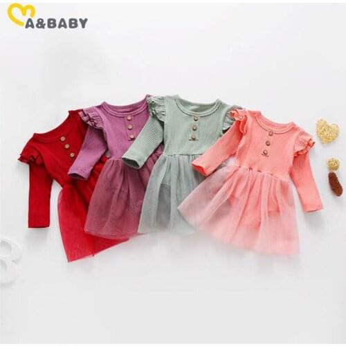 Ma&Baby 3-24M Princess Newborn Infant Baby Girls Romper Knitted Long Sleeve Tulle Jumpsuit 1st Birthday Baby Girl Clothes Autumn