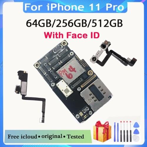 Factory Unlocked Motherboard No Face ID For iPhone 11 Pro 64ＧB 256GB IOS System Motherboard Upgrade Support LTE 4G Full Chips