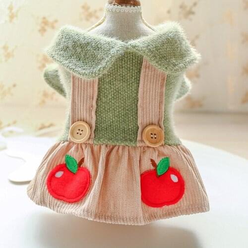 Cute Dog Jacket Warm Puppy Coat Strap Print Pet Cat Clothes Autumn Winter Doggie Costume Festival Outfits For Little Dog