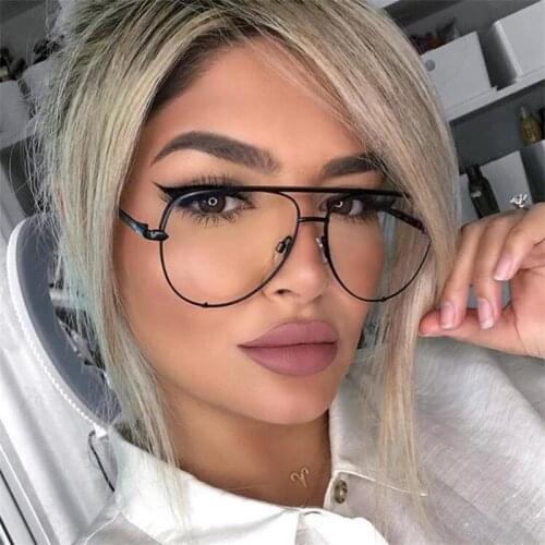 Fashion Pilot Glasses Frame Designer Luxury Brand Computer Glasses Transparent Clear Lens Sexy Spectacles Frames
