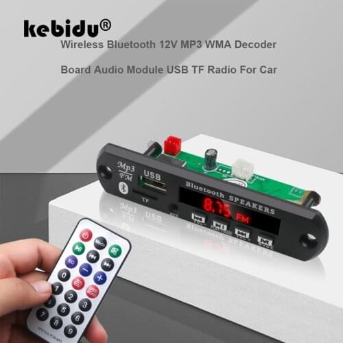 Kebidu MP3 WMA Decoder Board MP3 Player Car Audio USB TF FM Radio Module Wireless Bluetooth 5V 12V with Remote Control For Car