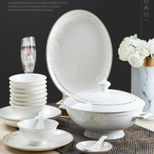 Dinnerware Set dishes and plates sets Kitchen Tableware Ceramic Plates and Dishes Bowls 60pcs combination china tableware