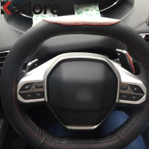 For Peugeot 3008 2016-2021/2008 2020-2021/4008 2018-2021 Carbon Fiber Steering Wheel Panel Cover Trim Car Interior Accessories