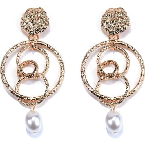 2019 New Statement ZA Earring Jewelry Women Gold Color Geometric Circke Long Dangle Earrings Girl Indian Ethnic Big Drop Earring