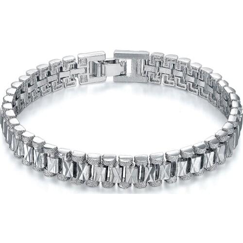 New Trendy Ladies Mens Jewelry Silver Color Charm Female Men Chain Link Bracelets Bangles For Women