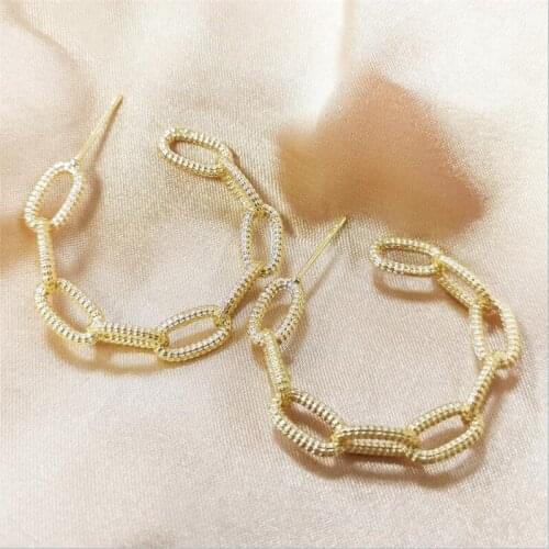 New Trendy Hollow C Shape Stud Earrings For Women Gold Color Personality Bamboo Hyperbole Earrings Girls Fashion Party Jewelry