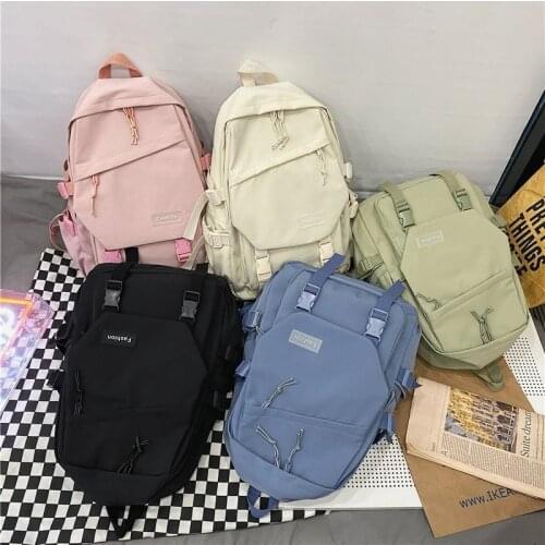 New Nylon Backpack Fashion Couple Women Backpacks Large Capacity Travel Bagpack Pure Color School Bag For 2021 Simple Zaino