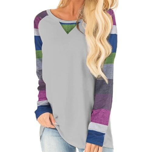 Autumn Top Women Long Sleeve T Shirt Female Striped Top Women Raglan Sleeve Tee Shirt O-neck Tee Lady Tops Tee 2019