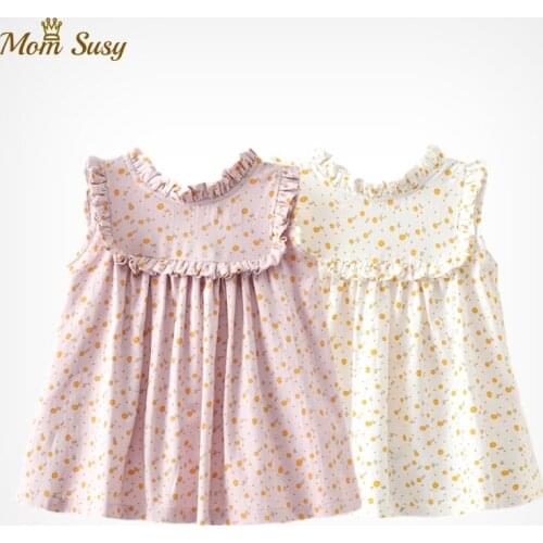 Girl Dress Flower Ruffle Summer 2020 Toddler Baby Girl Cotton Floral Princess Dress pastoral Sleeveless Vest Vestido 1-7Y