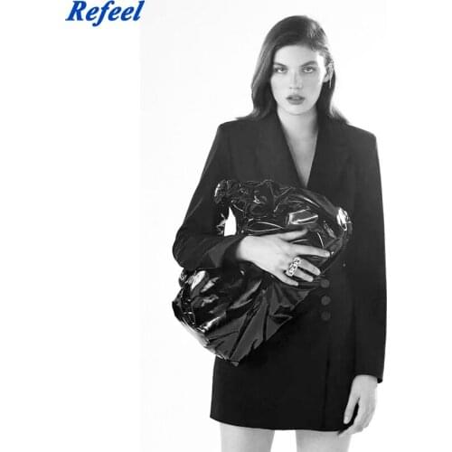 Spring Summer women mini dress black notched solid elegant fold casual slim high waist chic vestidos