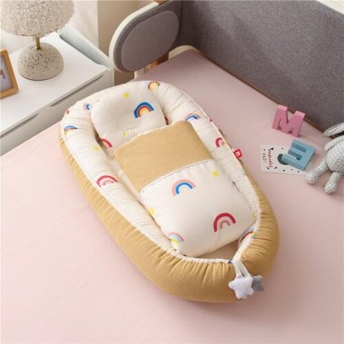 50x85cm Portable Baby Nest Cotton Baby Crib with Quilt Toddler Bed Bassinet for Baby Bed Cunas Para El Bebe