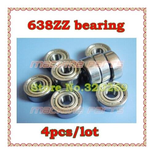 4pcs radial shaft 638ZZ ball bearing 8*28*9 8x28x9mm metal shield 638Z deep groove ball bearing