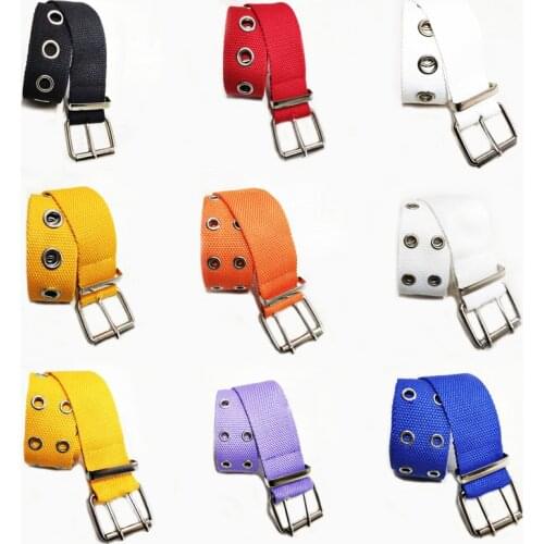 Punk Ladies Belt Canvas Fashion New Single-Hole Double-Hole Alloy Buckle Female Belts Casual Mens Personality Women Belt
