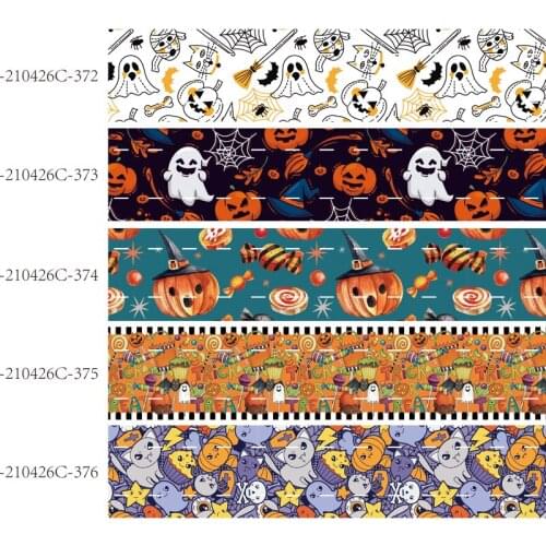 50 yards/lot) New style 38MM pumpkin and ghost printed Halloween ribbon