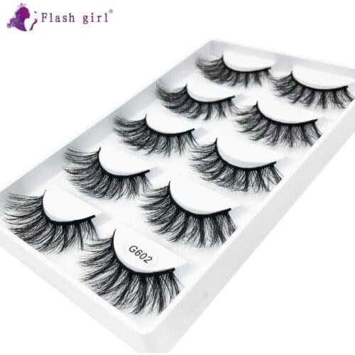 5 Pairs Natural 3D Mink Hair Eyelashes Wispy Thick Handmade Fake Eyelash High Grade Soft Eye Lashes Makeup G602